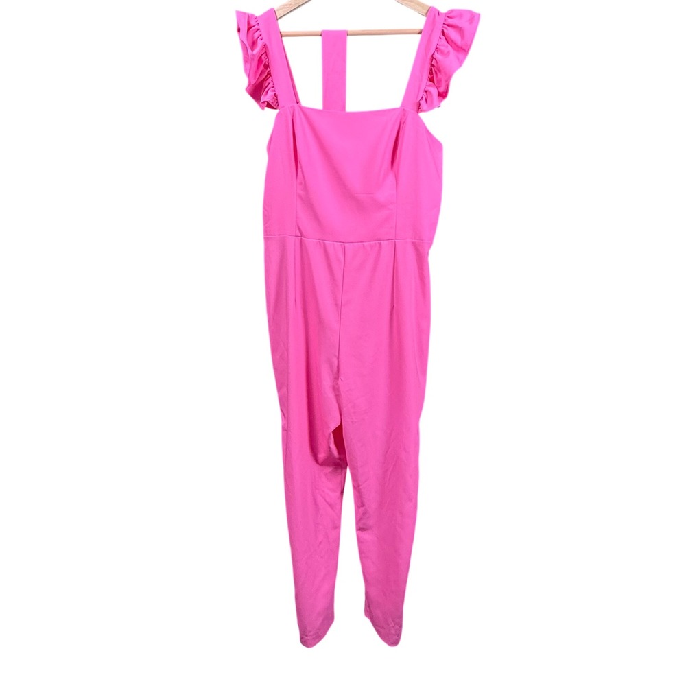 Lilly Pulitzer Eppley Jumpsuit Prosecco Pink Barbie Ruffle Strap Size 12‎ NWT